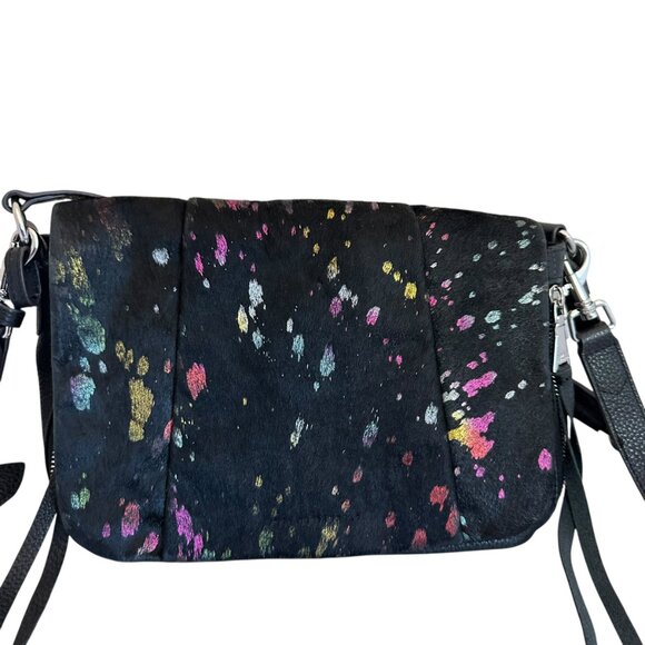 Aimee Kestenberg Genuine Fur Crossbody Purse Shoulder Bag Rainbow Speckle Print - Picture 2 of 13